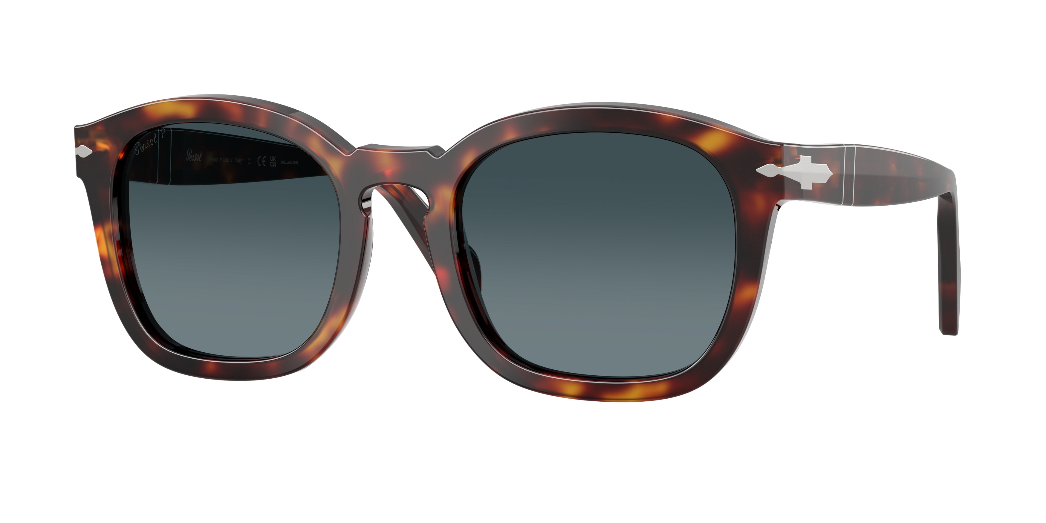 Persol Unisex PO0082S 24/S3 Aurinkolasit Asetaatti Kilpikonna Sininen Geometrinen Polarisoitu Varjostettu-image